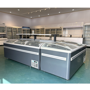 Congelador Horizontal Curvo de Vidrio Deslizante con Refrigerante R 290 y Estante Central para Supermercado, Carne Congelada, <span class=keywords><strong>Dumplings</strong></span> y Mariscos - Product Image 1