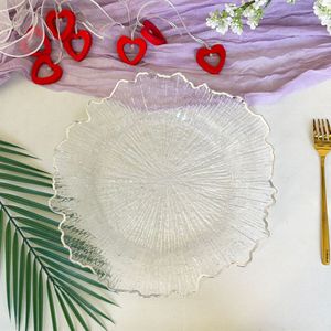 Assiette de présentation CPC 13 pouces en plastique transparent or rose, vente en gros, pour mariage et fête, réutilisable, élégante et économique - Product Image 2