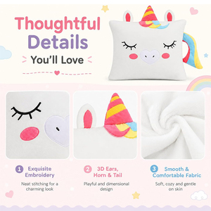 Federa per Cuscino in Peluche per Bambini, <span class=keywords><strong>Unicorno</strong></span> Bianco, Morbida Federa Animale per Letti e Pisolini, Camera da Letto, Casa, Regali di Natale - Product Image 4