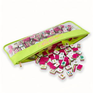 Bolsa con Cierre HIMORE Amarilla con Diseño <span class=keywords><strong>de</strong></span> Letras, Bolsa <span class=keywords><strong>de</strong></span> Mahjong Estilo Americano <span class=keywords><strong>de</strong></span> PVC, Impermeable, Duradera y Ecológica, con Bordado - Product Image 2