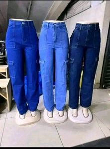 Jeans <span class=keywords><strong>Cargo</strong></span> da <span class=keywords><strong>Donna</strong></span> Casual Traspiranti Lavati Stile Vintage Invernali con Tasche Multiple e Gamba Larga - Vendita all'Ingrosso - Product Image 6