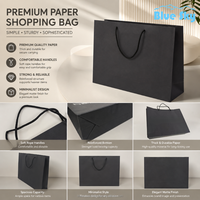 OEM/ODM Maßgefertigte Hochwertige Kleidungs-Geschenkverpackung Schwarze Papiertüte Umweltfreundliche Kunstpapier-Einkaufstasche für Schmuck und Kosmetik