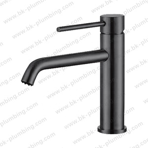Grifo De Lavabo Monomando Redondo Negro Mate Con Cano <span class=keywords><strong>Curvo</strong></span> Mezclador Agua Fria Y Caliente De Laton - Product Image 6
