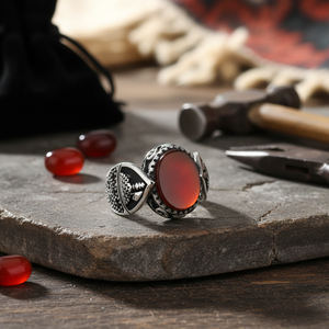 Red Agate Oval Shape Gemstone Authentic <b>Men</b> <b>Ring</b> Turkish Wholesale Handmade 925 Sterling Silver - Product Image 3