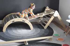 LM KIDS - Juego de Juguetes de Madera para Interiores, Tabla de Equilibrio de Madera, Piedras de Equilibrio, Domo de Escalada, Triángulo de Gimnasia - Product Image 6