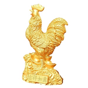 Yuanbao du zodiaque chinois, coq, décoration de bureau à domicile, porte-bonheur et Ruyi, Yuanbao en cuivre, coq doré, générateur de richesse - Product Image 1