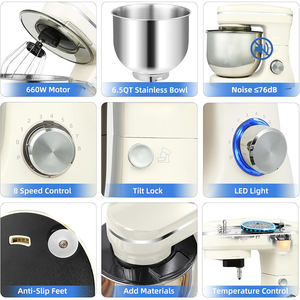 Hamur kanca ile Tilt kafa tasarımı mutfak tezgah mikseri ile elektrikli mikser, tel kırbaç & çırpıcı (beyaz) - Product Image 6