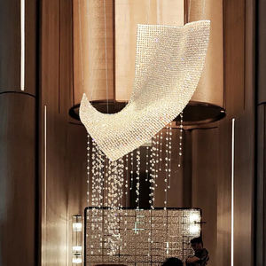 Lustre en cristal ondulé, design fluide, éclat éthéré pour hall d'hôtel et atrium de luxe, éclairage décoratif - Product Image 2