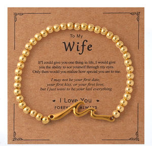 Go2boho Gold Beaded Wave Bracelet Birthday <strong>Gift</strong>, Stretch Stackable Bracelet with Inspirational Message Card <strong>for</strong> Women Men - Product Image 6