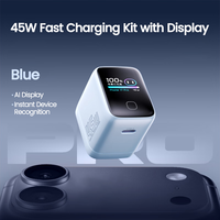 Chargeur USB-C portable HUGEEL 45W avec écran TFT, adaptateur de charge rapide GaN pour téléphones 17 18