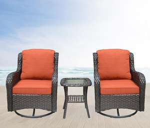 Conjunto de Sofá de Jardín Desmontable Personalizado de Mimbre Sintético PE de 3 Plazas con Secciones Modulares, Cojines Suaves y Estructura Exterior Resistente - Product Image 4