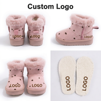 Bottes de neige chaudes antidérapantes en polyester à poils de lapin pour filles, motif pois, mignonnes, à enfiler, pour l'extérieur, vente en gros