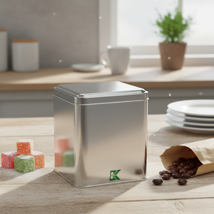 Kontensan L534 Square <b>Tin</b> Can 2 Lt Lokum <b>Chocolate</b> Dragee Box 120 X 120 X 137 mm Slip Lid - Product Image 3