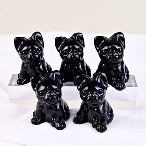 Kindfull Vente en gros de haute qualité obsidienne polie bouledogue <span class=keywords><strong>français</strong></span> cristal naturel pour la décoration intérieure thème de l'amour de guérison - Product Image 1