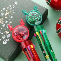 Stylo gel en plastique YJ Noël 10 couleurs, motif de cerf à paillettes de dessin animé, père Noël, coloré, rétractable, 0,7 mm, cadeau pour étudiants de bureau et d'école