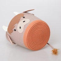 Cesta de Almacenamiento de Juguetes de una Sola Capa para Niños, Diseño de Dibujos Animados de Animales, para Cuarto de Niños, Sala de Estar, Cuerda de Algodón