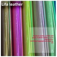 Kain Kulit PU Metalik Berkilau Kristal TPU Iridescent Laser Pearlescent, Kulit Sintetis Mikrofiber 0.8mm untuk Tas Koper