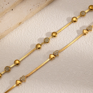 Pulsera de Zirconia en Forma de Corazón, Chapada en Oro de 18k, Cadena de Serpiente de Acero Inoxidable, Joyería para Mujer, Regalo, Pulsera de Moda - Product Image 3