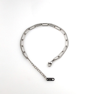 Double Layer Titanium Steel Chain Bracelet For Women Geometric Design 18K Colorfast Jewelry Fashion Simple Style - Product Image 5