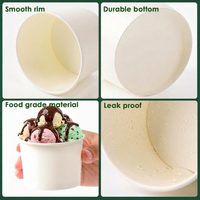 Gobelets à crème glacée jetables personnalisés à paroi simple avec couvercles, biodégradables et recyclables, capacité de 4 oz