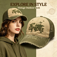 Gorra Trucker Unisex Ajustable al por Mayor, de 6 Paneles, Bicolor, con Malla Transpirable, Estilo Desgastado, para Logotipo Personalizado