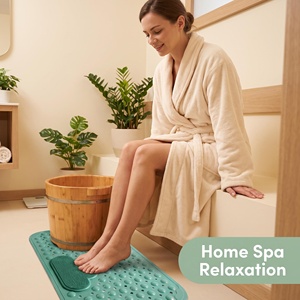 Tapis de Douche Antidérapant en Plastique pour Salle de Bain avec Ventouses et Trous de Drainage, pour Massage des Pieds - Product Image 6