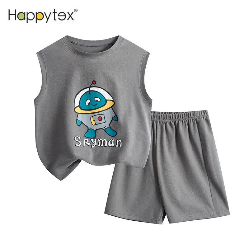 2024 New Lovely Summer Girls Boys Sleepwear Soft Short Sleeve Top With Short Pants 2PCS Kids Pajamas Wholesale For Home Wear