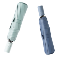 Parapluie de Voyage pour Adultes avec Logo Personnalisable Imprimé, Moderne, Entièrement Automatique, Pliable en Trois, Parapluie de Soleil et de Pluie de Golf en Bois et Fer
