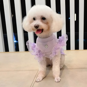 ชุดเดรสสัตว์เลี้ยงสีลูกกวาด ระบายอากาศได้ดี แขนบาน คอสูง แต่งขอบลูกไม้ สำหรับสุนัขและแมว - Product Image 3