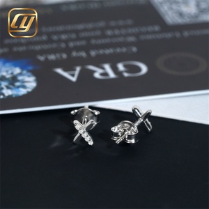 Boucles d'oreilles clous en argent sterling S925 en forme de X, serties de moissanite et de diamants VVS, avec fermoir à vis, bijoux pour femme - Product Image 5