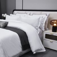 Ensemble de draps de lit en coton d'hôtel 100% coton Draps ajustés en gros Blanc 4 pièces Drap plat Housse de couette et taies d'oreiller