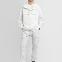 Veste technique multi-poches blanche pour homme, coupe-vent, imperméable, avec capuche, style cargo, pour activités de plein air