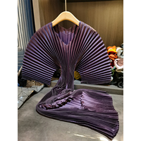 Robe mi-longue à col en V plissée à la taille, faite à la main, vintage, nouvelle, haut de gamme, élégante, au tempérament décontracté, simple, à manches mi-longues
