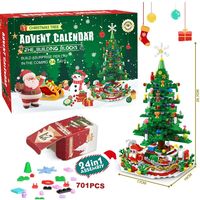 Sınır Ötesi Yeni Ürünler Noel 24 Günlük Geri Sayım Sürprizi 1:72 Ölçekli Yapım Blokları Hediye Seti Oyuncaklar Küçük Parçacıklı Noel Yapım Seti