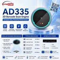 Módulo Escáner de Códigos QR 2D Compacto y Redondo AD335, IP54, Integrado, Iluminación Azul, Decodificación de Pantalla, UART TTL, para Control de Acceso y Kioscos