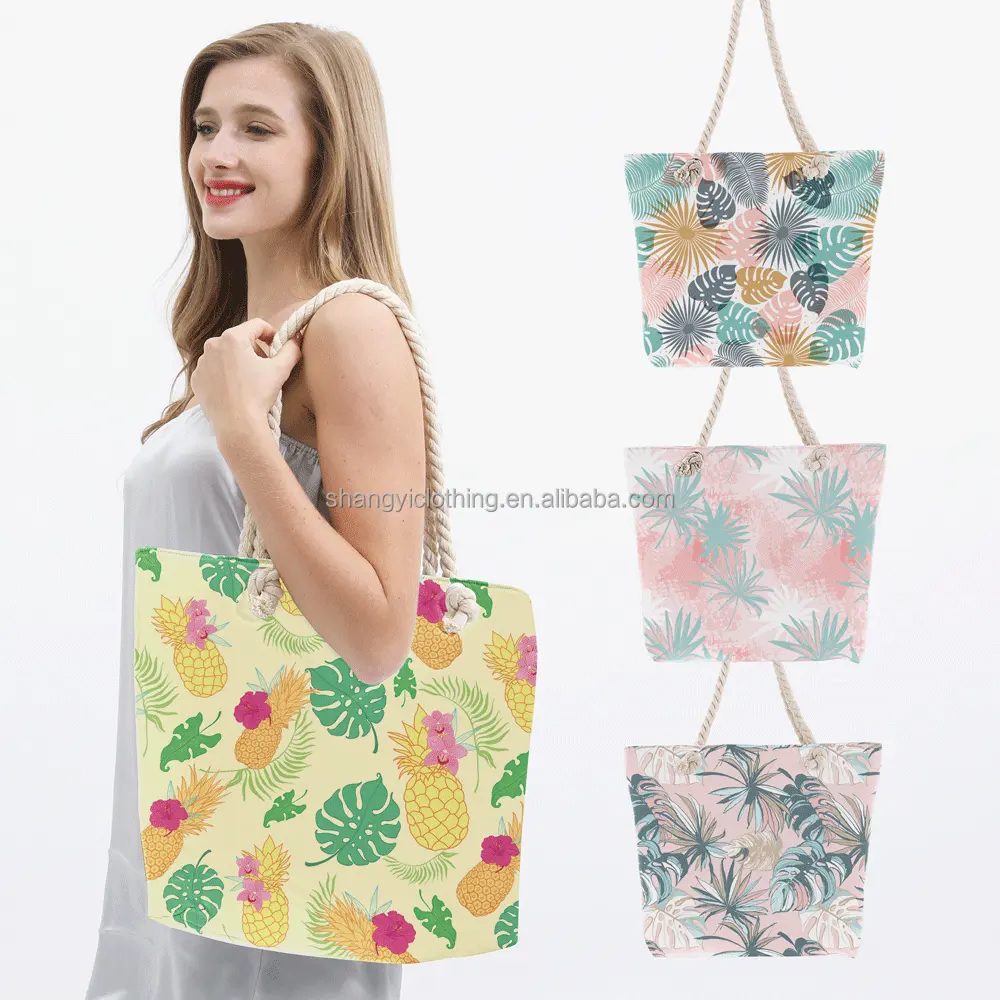 Tropische Frucht Ananas drucken gelbe Leinwand Einkaufstaschen Frauen Handtaschen Damen Mama Mama Baby Wickelt asche Rucksack für die Reise