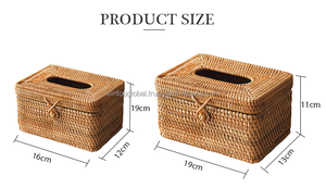 Moderno Porta Papel Higiénico Rectangular de Ratán Tejido a Mano, de Lujo, para Escritorio y Pared, con Diseño de Caja de Papel - Product Image 6