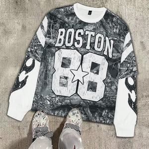 Camiseta de Manga Larga con Estampado de Camuflaje, Diseño Gráfico Digital Personalizado, Estilo Casual Holgado con Hombros Caídos, Camiseta de Doble Manga para Hombre - Product Image 2