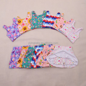 Set di <span class=keywords><strong>Abbigliamento</strong></span> Estivo per Ragazze con Stampa Personalizzata, Nuovo Completo Yoga Stampato con Zaino e Gonna Sportiva, Outfit Yoga in Due Pezzi - Product Image 1