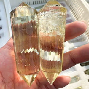 Kristal Vogel Tibet Alami Ukiran Tangan Dua Sisi Kristal Citrine Penyembuhan Tongkat Kuarsa Berujung Ganda - Product Image 5