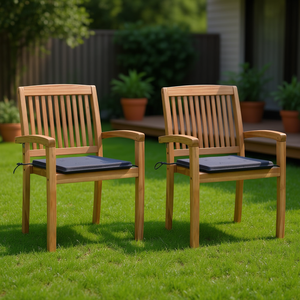 Set di 2 Sedie da Giardino in Legno Teak Antracite, Arredo Esterno Durevole dal Design Contemporaneo con Gambe Affusolate - Product Image 2