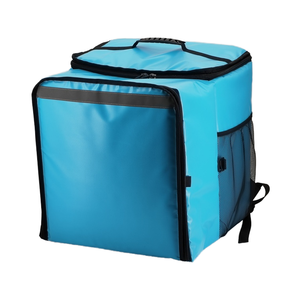Logo personalizzato blu telone isolato zaino impermeabile con chiusura a cerniera grande capacità per la consegna di cibo e uso di biciclette - Product Image 1
