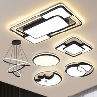 Plafonniers LED modernes noirs à intensité variable avec télécommande 3500K certifiés SAA Éclairage de chambre à coucher CRI élevé 90+ Design carré