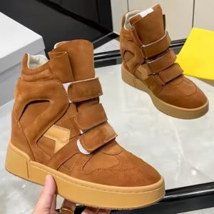 Baskets unisexe en daim et cuir de vachette, nouveau style, mode, chaussures de marche décontractées à plateforme, design montant - Product Image 4