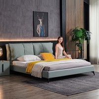 Meubles de chambre à coucher de haute qualité au design moderne, lit capitonné simple nordique, lit en cuir
