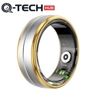 Bague connectée noire et or, moniteur de fréquence cardiaque, d'oxygène sanguin, de pression artérielle et de sommeil, tracker de santé et de sport 5ATM, contrôle via application R06