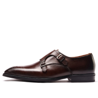 Herren Business-Lederschuhe im Monk-Style mit eckiger Zehenpartie, britischer Schnallenverschluss, aus echtem Leder
