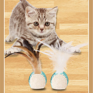 Juguete para Gatos 100% Natural de Luffa y Plumas de Gallina Elásticas, Pelota de Plumas para Gatos, Juguete de Autoentretenimiento para Mascotas, Juguete con Hierba Gatera y Plumas para Estimular a Gatos - Product Image 3