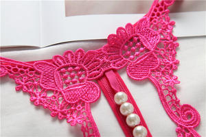 핫 세일 섹시 레이스 자수 진주 끈 팬티 오픈 크로치 <span class=keywords><strong>G</strong></span>-스트링 여성 마사지 T-백 란제리 팬티 - Product Image 4