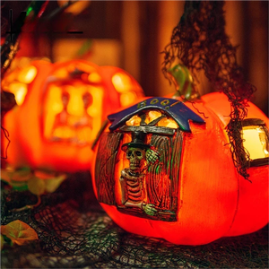 <b>Halloween</b> New Plastic Pumpkin Skull LED Lamp Ornament Retro Fashion China <b>Decorative</b> Props for Bar & Shopping Mall - Product Image 6
